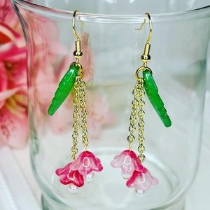 Handmade Botanical Flower Dangling Drop Earrings